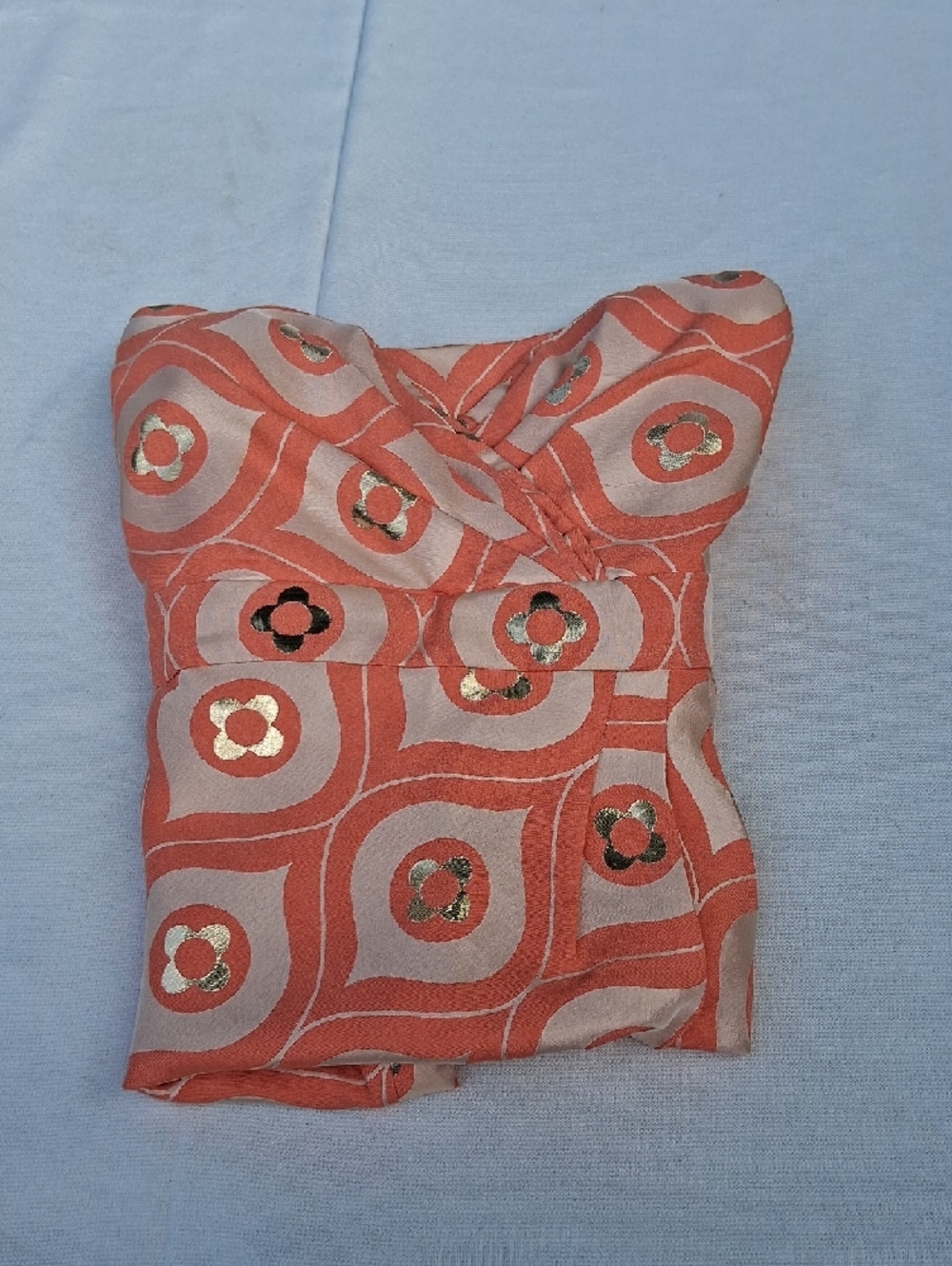 Tibi Coral and Cream Strapless Mini Dress with Gold Accents - Picture 13 of 14